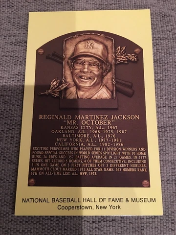 REGGIE JACKSON YANKEES BASEBALL HOF PLAQUE POSTCARD BB Cover