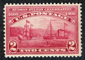 US SC 372 Carmine 2¢ 1909 S.12 DLW nie klappbar Original Kaugummi - Bild 1 von 1