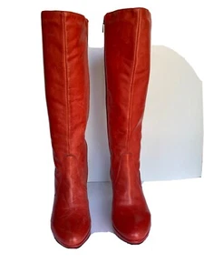 Davos Gomma Women's Size 7/37 Orange Knee High Leather High Heel Platform Boots - Picture 1 of 8