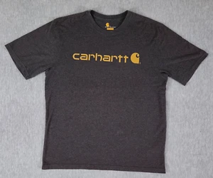 Carhartt Yellow Logo Adult Large Shirt Gray Original Fit Short Sleeve - Picture 1 of 6