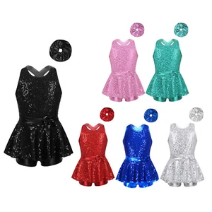 Girls Outfits Dancewear Costume Criss Cross Back Set Sleeveless Leotard Modern - Picture 1 of 56