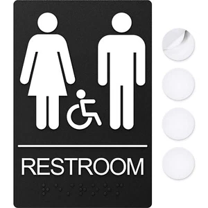 Restroom Signs, Bathroom Sign For Business - For Unisex Men and Women - 9" by... - Picture 1 of 8