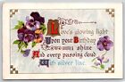 Greetings~Birthday Love Calligraphy~Violets~Vintage c1911 Postcard