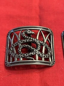 Pr Antique Edwardian Shoe Buckles Snakes Snake Vintage Fashion Steampunk France - Picture 1 of 6