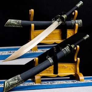 Oxtail Knife Manganese Steel Blade KUNGFU Dao Sword Chinese Broadsword Saber - Picture 1 of 7