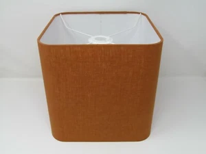 Lampshade Burnt Orange Textured 100% Linen Rounded Square Light Shade - Picture 1 of 10