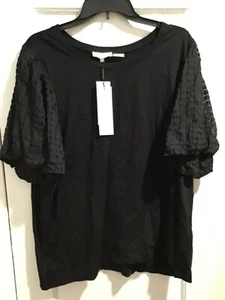 Calvin Klein Womens Black Dressy Top Blouse Short Sleeve Logo Plus Sz 2X NWT - Picture 1 of 6