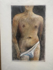 FRANZ EHMKE 1928-2018 DDR OSTEN MALER PASTELL UNTERHOSE AKT MANN KÖRPER °SELTEN - Bild 1 von 4