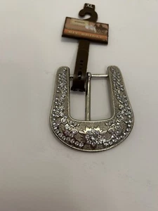 Bit & Bridle Rhinestone Belt Buckle Silver - Picture 1 of 10