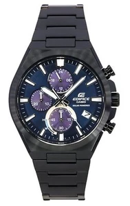 Casio Edifice Analog Chronograph Black Ion Plated Solar EQS-950DC-2A Mens Watch - Picture 1 of 4