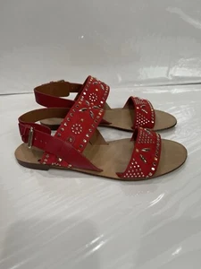 Valentino Garavani Womens Teodora Leather Studded Sandals Flats US Sz 6 Italy - Picture 1 of 9