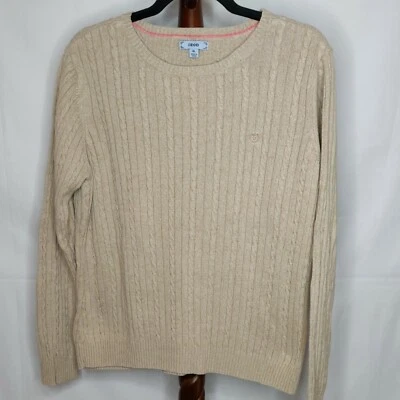 Izod Mujer Talla XL Jersey Suéter Tostado Cuello Redondo Mangas Largas Logo Foto 1 de 4