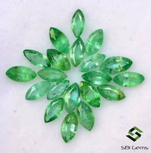 1.52 Cts Natural Emerald Marquise Cut 4x2 mm Lot 20 Pcs Faceted Loose Gemstones - Picture 1 of 6