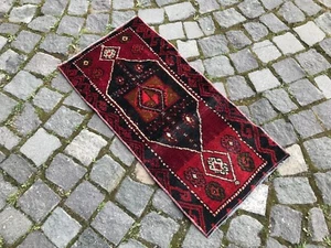 Turkish Vintage Small Rug Handmade Wool Bohemian Bath Mat Rug Traditional Rug - Picture 1 of 6
