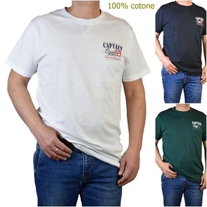 Maglietta da uomo a manica corta mezza maglia t shirt in cotone bianca girocollo - Picture 1 of 26