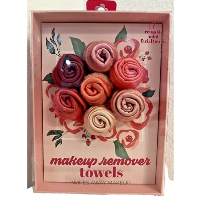 Juego de 7 mini paños faciales reutilizables para desmaquillar rosas caja de regalo belleza Foto 1 de 4
