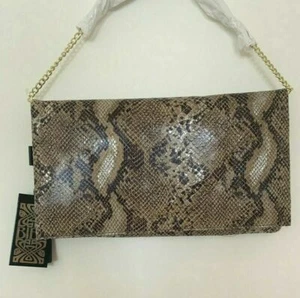 BIBA Foldover chain strap Leather snake print clutch RRP £45 BNWT Tracked post - Picture 1 of 3