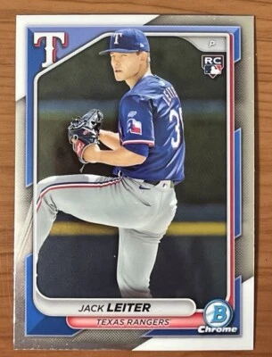 2024 Bowman Chrome RC #70 Jack Leiter Texas Rangers Baseball Card - Image 1 of 2