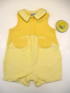 Traje LULLABY CLUB Niñas Talla 6-9 Mos Amarillo Mameluco Traje de Sol Sin Mangas Nuevo con Etiquetas Nuevo - Imagen 1 de 7