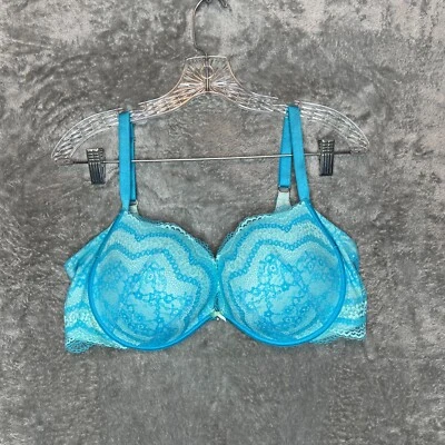 Victorias Secret Women Y2K Lace Plunge Underwired Full Coverage Bra 38D Blue - Image 1 of 4
