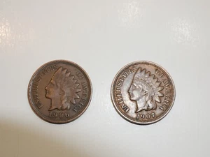 1906 + 1907 Indian Head Pennies, hochwertige Münzen (8+ Artikel versandkostenfrei) - Bild 1 von 2