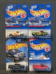 Vintage Hot Wheels Ford F-150 Lot (4 Trucks) ~'96 '97 '98 & '21~ New On Card - Bild 1 von 10