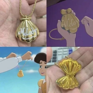 The Little Mermaid Ariel Daughter Melody Gold Locket Seashell Charm Necklace NEW - Picture 1 of 7