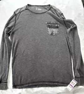 INC XXL Mens Gray/black long sleeve new Henly with tags, pocket,elbow patch - Picture 1 of 9
