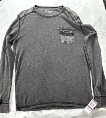 INC XXL Mens Gray/black  long sleeve  new Henly with tags,  pocket,elbow patch - Image 1 of 4
