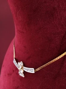Attwood & Sawyer Necklace Signed A & S 22ctGold Plate, Crystals 16" Stunning Box - Picture 1 of 22