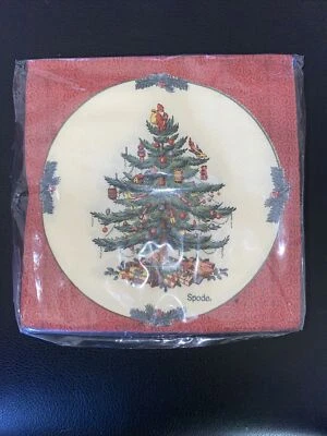Spode Christmas Tree Paper 3-Ply 40 Beverage Napkins New 5”x 5” - Image 1 of 3