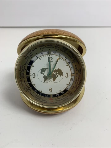 Vintage Westclox Round World Travel Folding Alarm Clock Japan Cover