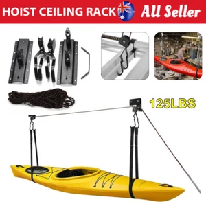 Kayak Hoist Bike Ladder Lift Pulley Cycling Garage Shed Ceiling Storage Rack Kit - Picture 1 of 12