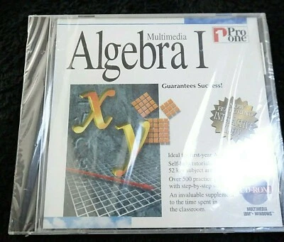 ALGEBRA 1 Multimedia PC CD 1995 Vintage CD ROM Pro One Software New Sealed - Image 1 of 3