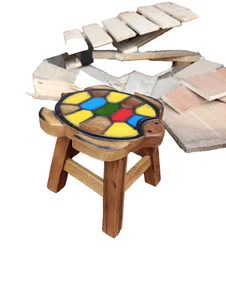 Sedia bambini in legno Sgabello Sedia per camino o stufa a legna mod Tartataruga - Foto 1 di 3