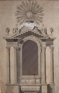 Architekturentwurf Altar Kirche Klassizismus Unikat Tusche Zeichnung Ende 18 Jhd - Picture 1 of 2