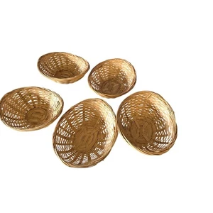 5 piccoli cestini vintage naturali intrecciati ovali vimini conservazione frutta snack ciotole - Foto 1 di 16