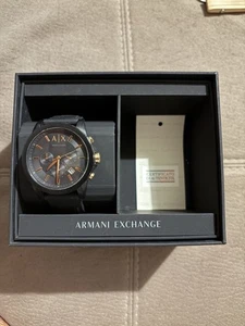 Orologio Uomo Armani Exchange AX Nero Oro Cronografo con Scatola Originale - Foto 1 di 9