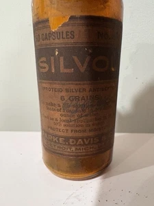 RARE 20's PARKE DAVIS & CO. SILVOL BOTTLE~VENEREAL DISEASE CORK FINISH WITH/CNT - Picture 1 of 8