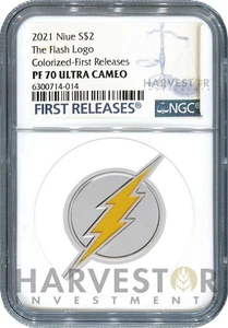 2021 DC COMICS FLASH LOGO - 1 OZ. SILVER COIN - NGC PF70 FIRST RELEASES - Picture 1 of 3