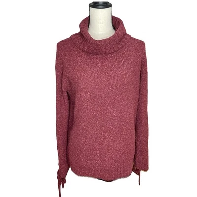 Suéter Elan Borgoña Granate Mezcla Lana Cuello Alto Mangas Con Cordones Mediano Foto 1 de 4