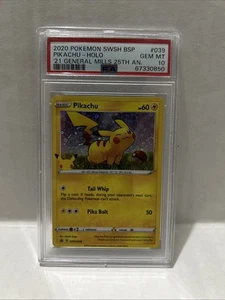 PSA 10 Pokemon Pikachu 2020 General Mills 25th Anniversary Holo Promo SWSH039 - Picture 1 of 3