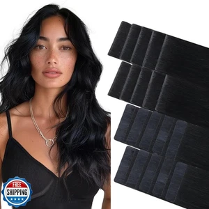 GOO GOO Invisi Edge Tape in Hair Extensions Human Hair, 1 Jet black 10pcs inj - Picture 1 of 5