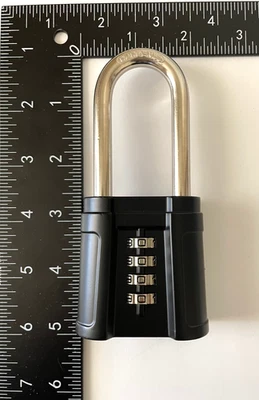 Candado combinado de 4 diales FJM Security SX-874 grillete largo negro nuevo Foto 1 de 4