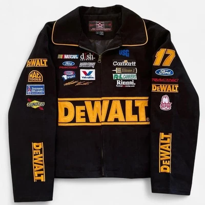 Chaqueta bordada JH Design DeWalt negra de mezclilla Kenseth 17 Roush Fenway Racing Foto 1 de 4