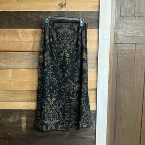 Vintage Midi/Maxi Skirt Y2K Leaf Print Lined Harve Bernard - Picture 1 of 14