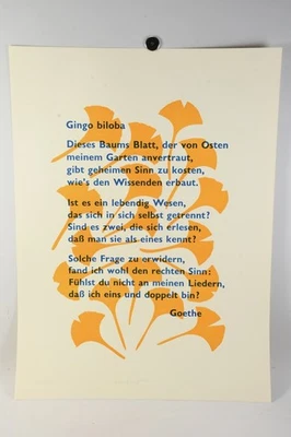 P41V21- Josua Reichert (1937-2020) Druckgraphik Typographie 98/100 Gingo biloba - Bild 1 von 4