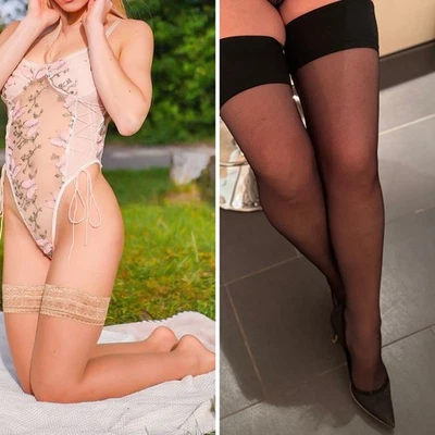 Fiore Glam 20DEN Halterlose Strümpfe Schwarz Natur S-L Nylons Damenstrümpfe - Bild 1 von 4