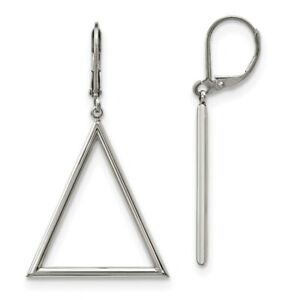 Stainless Steel Polished Dangle Triangle Leverback Earrings