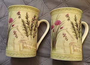 2 tazze da tè caffè cinesi Northamptonshire Inghilterra "Erbe fresche" - Foto 1 di 5